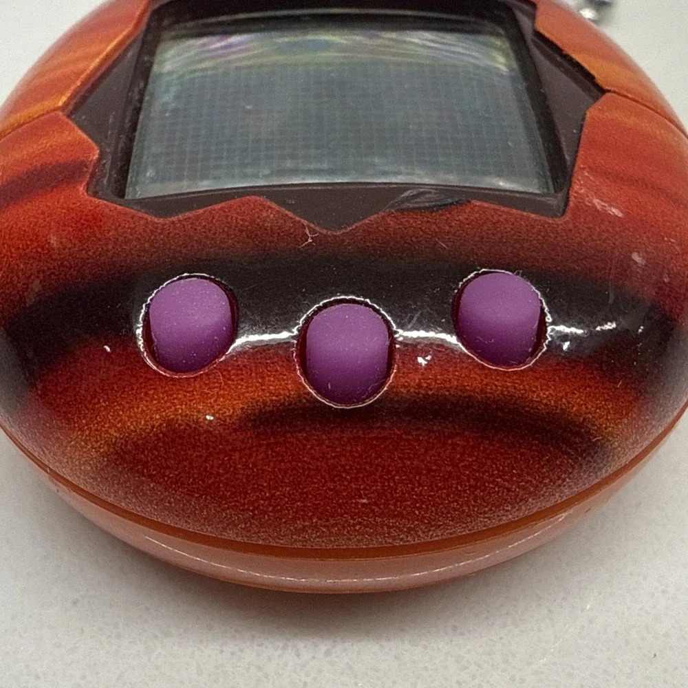 Tamagotchi Sunset Red Bandai 2017 Electronic Digital Pet Keychain - New Battery!